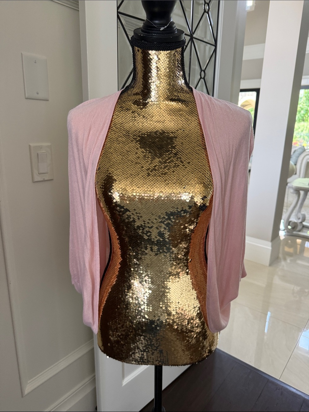 le chateau Light Pink Open Front Shrug